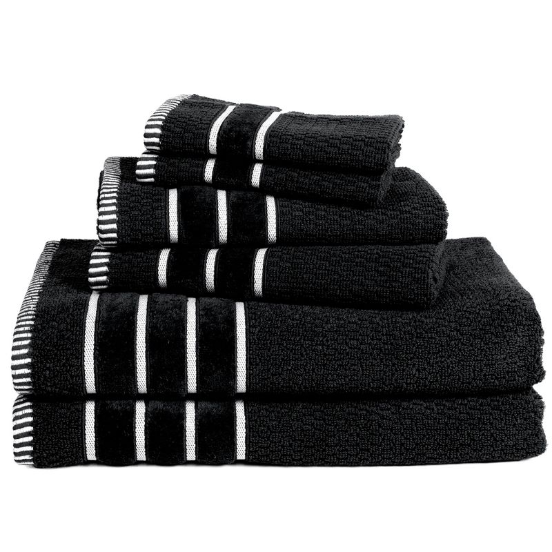 Hastings Home Rice Weave 100% Combed Cotton Towel Set - Black, 6 Pieces, 2 of 6