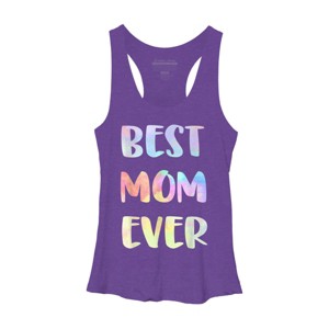 Women's Design By Humans Best Mom Ever Rainbow Bubble Text By MiuMiuShop Racerback Tank Top - 1 of 2