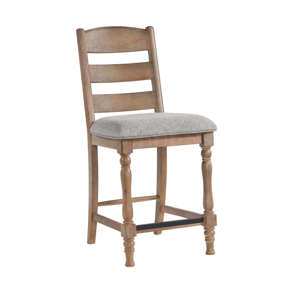 Set of 2 24" Highland Ladderback Cushion Seat Counter Height Barstools Sandwash - Intercon