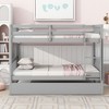 NicBex Twin over Twin Bunk Bed Convertible Triple Wooden Bed Frame with Trundle, Ladder and Full Length Guardrail, No Box Spring Required - 2 of 4