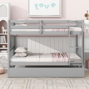 NicBex Twin Over Twin Bunk Bed with Trundle,Loft Bed with Ladder and Convertible to 2 Twin Size Bed for Bedroom,Gray - 1 of 4
