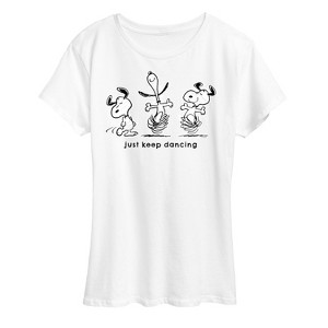 Women's - Peanuts - Snoopy Just Keep Dancing Short Sleeve Graphic T-Shirt - 1 of 4