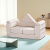 ROBOTIME Sofas Kids Couch Toddler Couch Kid Sofa, Washable Diy Sofa, Kids Couch Bed Fold Out for Playroom, Bedroom, Beige, 20"*39.4"*18" - 2 of 4