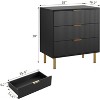 3 Drawer Dresser for Bedroom, 30" Tall Modern Chest of Drawers with Gold Metal Handles & Anti-Tipping Device, Fluted Wooden Dresser Organizer - 2 of 4