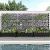 Wooakway 72"H Two-tone Patio Planter Box with Trellis Metal Raised Garden Bed Black Decorative Privacy Screen with Wheels - 3 of 4