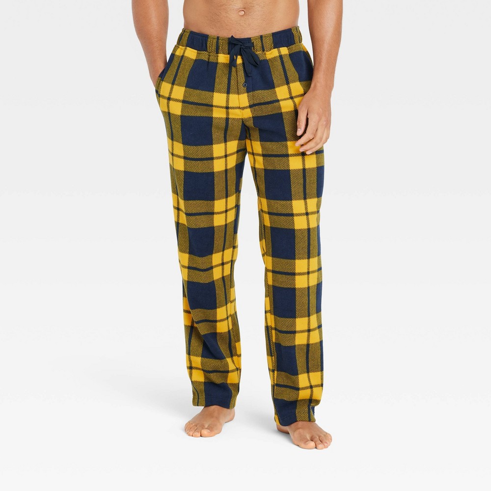 Photos - Other Textiles Men's Big & Tall Plaid Microfleece Pajama Pants - Goodfellow & Co™ Gold MT