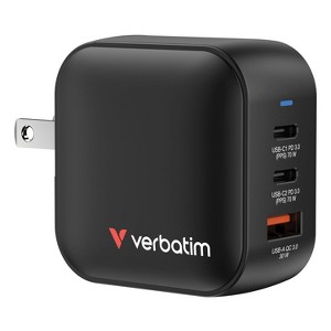 Verbatim® 70-Watt Mini GaN 3-Port Charger in Black - 1 of 4
