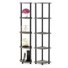 Furinno 2 PCS 5-Tier Decorative Bookshelf Open Multipurpose Shelves Corner Display Rack,French Oak/Black - 2 of 4