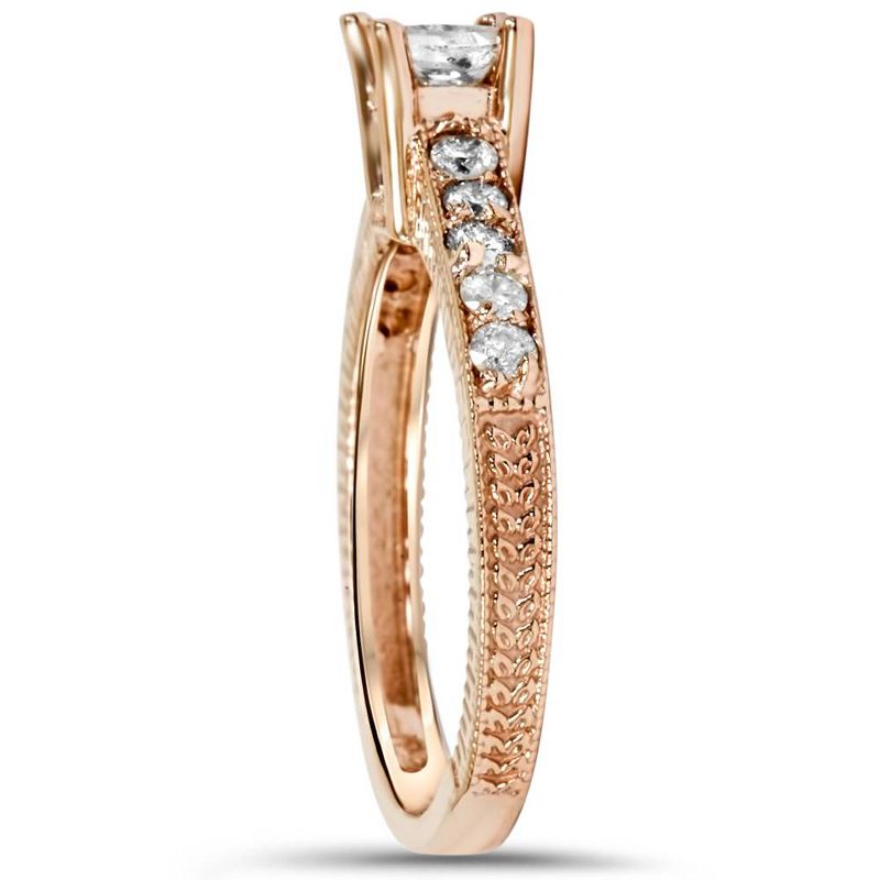 Pompeii3 1/2ct Vintage Princess Cut Diamond Engagement Ring 14K Rose Gold, 3 of 6