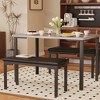 COZONY 43.3" Dining Table Set for 4, 3 Piece Rectangular Kitchen Table with 2 Upholstered Benches, Space-Saving Dining Room Set for Apartment - 3 of 4