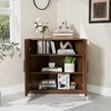 Wooakway Trapezoidal Corner Cabinet with Doors Decorative Storage Cabinet Freestanding Wood Shelf for Multi-Room Natural Wood/Black/Light Walnut/White - 3 of 4