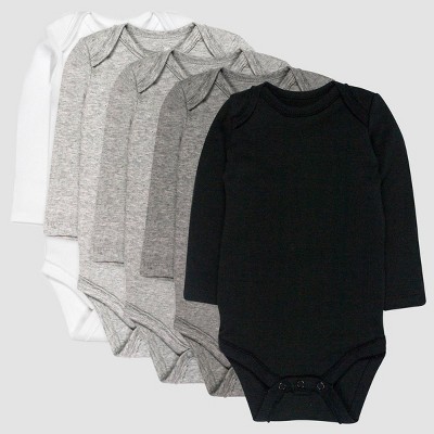 Image of Honest Baby 5pk Long Sleeve Bodysuit - Gray 0-3M