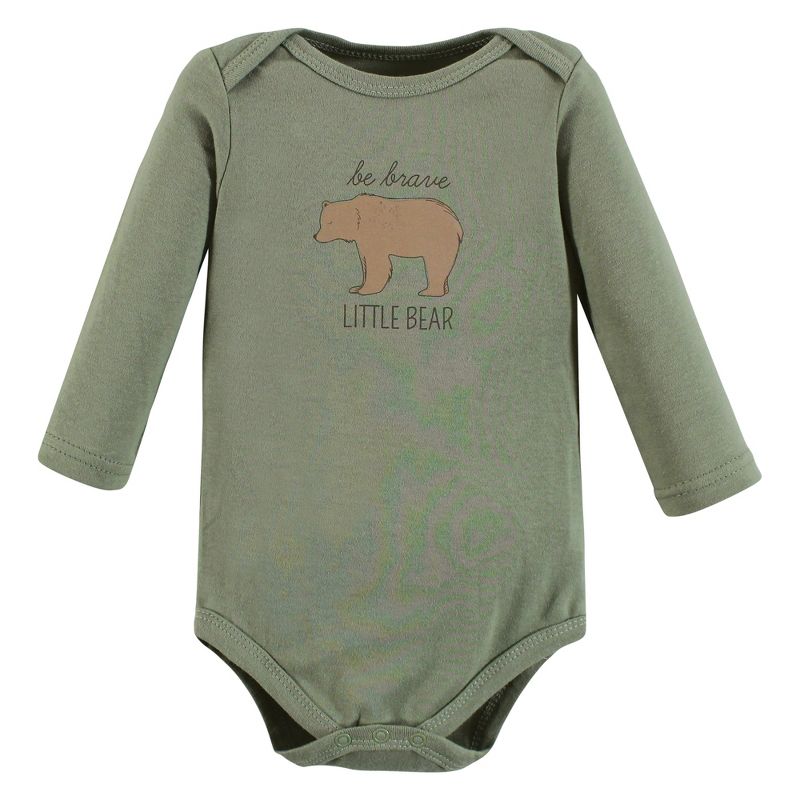Hudson Baby Infant Boy Cotton Long-Sleeve Bodysuits, Forest Deer 3-Pack, 6 of 7