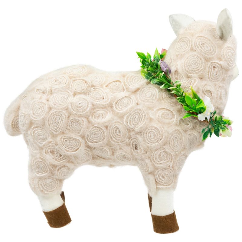 Northlight Standing Sheep with Floral Wreath Easter Decoration - 12.5" - Beige, 5 of 7