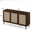 Fontoi Decorative Storage Cabinets, Modern Console Cabinet with 3 Rattan Doors, Bar Cabinet for Kitchen Entryway, Brown, 15.4"*31.1"*59.1" - 2 of 4