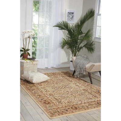 Ivory Floral Rectangular Synthetic Area Rug 45" x 7"