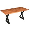Royal Hampton 67 Inch Rectangular Dining Table with Crossed Metal Legs and Faux Live Edge Acacia Wood Top - 4 of 4