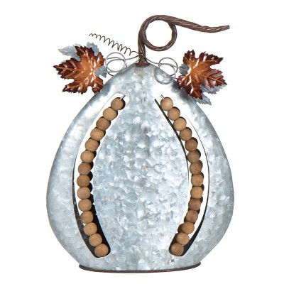 Transpac Metal 15 in. Gray Harvest Dimensional Beaded Pumpkin