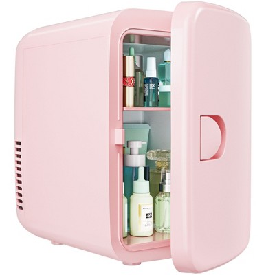 EUHOMY Mini Fridge, 4L/6 Cans, Portable Cooler & Warmer for Skincare,Pink