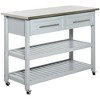 NicBex Mobile Kitchen Island Cart Morden Kitchen Storage Cabinets with Stainless Steel Top and 2 Drawers for Kitchen - 3 of 4