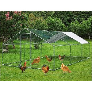 Metal Chicken Coop, Large Chicken Run for Yard with Waterproof and Anti-UV Cover, Walk in Fence Cage for Outdoor Farm Use - 1 of 1