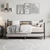 Twin Daybed with Trundle Bed, Heavy Duty Metal Sofa Bed Frame with Pull Out Trundle, Sturdy Steel Slats, Headboard Modern Bed - 3 of 4