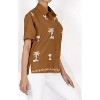 LA LEELA Women's Casual Solid Short Sleeve Blouse Shirt TShirts Button Up Dress Tops Tee Shirts Hawaiian Blouses for Women - 3 of 4