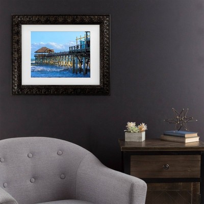 Trademark Fine Art 11"x14" Mich Catanzaro Cocoa Beach Pier Matted Framed Art Dark Gold