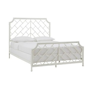 Queen Brinley Geometric Mosaic Metal Bed White - Inspire Q: Farmhouse-Style, Sturdy Frame, Box Spring Required - 1 of 4