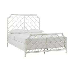 Queen Brinley Geometric Mosaic Metal Bed White - Inspire Q