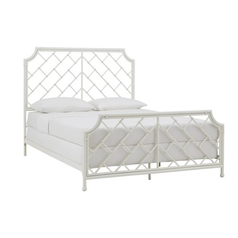 Queen Brinley Geometric Mosaic Metal, White Wire Bed Frame Queen