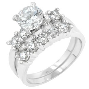 Slickblue Timeless Classic Wedding Set with Round Cubic Zirconia - Elegant Bridal Ring for Women - 1 of 3