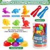 Etokfoks 57 Piece Counting Dinosaur Toy Set with 48 Dinosaurs 6 Sorting Bowls 2 Tweezers for Preschool Math and Color Learning - 2 of 4