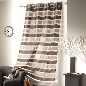 Evideco French Home Goods Striped Sheer Curtain Panel - Light-Filtering Drape for Modern Home Décor, 95 x 55 Inches - 1 of 4