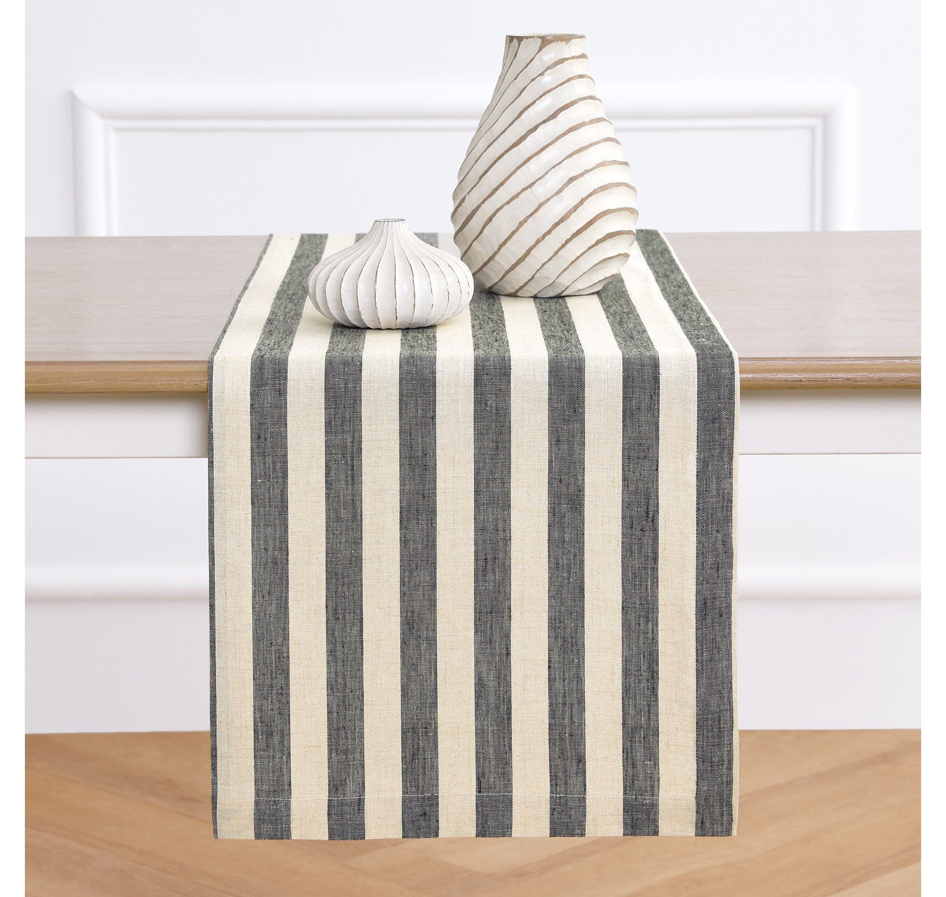 Solino Home Linen Table Runner for Dining Table, Holiday and Everyday Table Decor - Sorrento Stripe