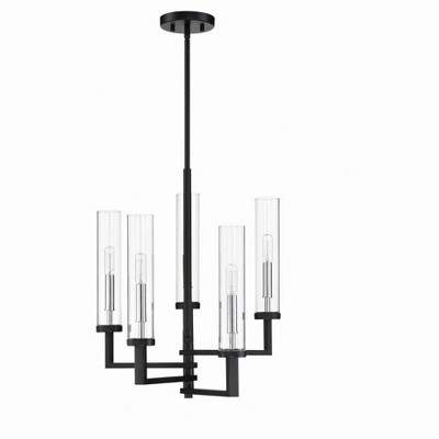 Folsom Matte Black and Chrome 5-Light Chandelier