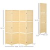 4-Panel Folding Room Divider, 6 Ft Freestanding Bamboo Privacy Screen Panel with Storage Shelves for Bedroom or Office - 3 of 4