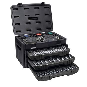 Master Mechanic 205 Piece Mechanics SAE Metric Socket and Tool Set with Case, Drawers, and Chrome Finish for Tools and Home Improvement