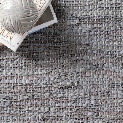 Handmade Reversible Flat-Woven Cotton Rug, 9' x 12', Gray