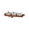Nambe Chevron Condiment Tray with Spoons, Acacia Wood Tray and White Marble Dip Bowls, Trio Serving Dish Set - 3 of 4