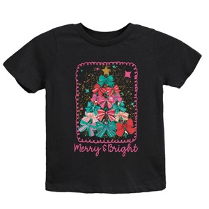 Merry & Bright Bow Tree - Youth Short Sleeve Graphic T-Shirt - 1 of 4