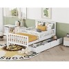 Twin Size Wood Platform Bed, Bed with Guardrails on Both Sides and 2 Storage Drawers, Modern Design Platform Bed with Pinewood Frame-Baofuwish - 3 of 4