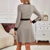 Women's Single Fake Button Long Sleeve Midi Dress Work Office Party Midi Waist Fall Dress - 2 of 4