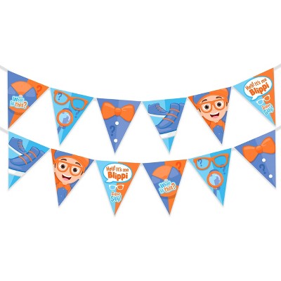 Treasures Gifted Blippi Birthday Banner Pennant - Blippi Party Supplies - 1 Pack