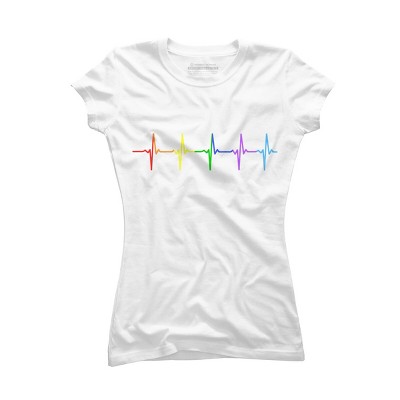 Adult Design By Humans Pride Rainbow Heartbeat By Thingsandthings T-Shirt