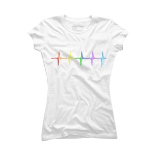 Adult Design By Humans Pride Rainbow Heartbeat By Thingsandthings T-Shirt - 1 of 2