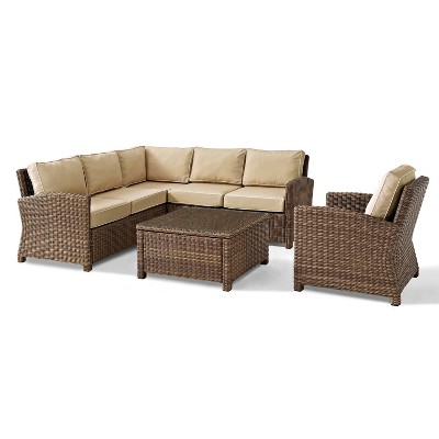 Bradenton 5pc Outdoor Wicker Sectional Set - Sand - Crosley