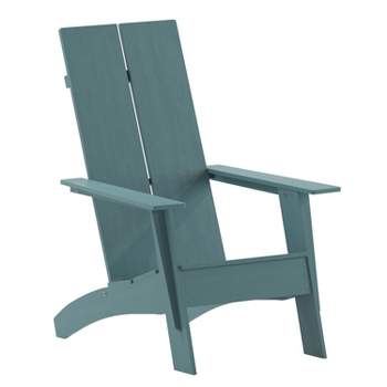 Emma and Oliver Modern Dual Slat Back Indoor/Outdoor Adirondack Style Patio Chair