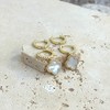 Adornia 14k Gold Plated Halo White Mother of Pearl Clover CZ Huggie Set - 3 of 4