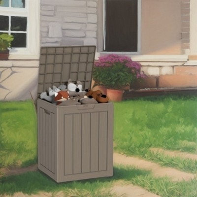 Naysaye Deck Boxes, 28 Gal Outdoor Storage Deck Box, Small Patio Storage Bin for Garden Tools, Brown, 18.11"*16.93"*23.03"
